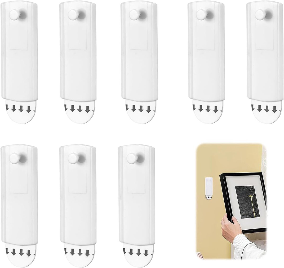 8 stuks zelfklevende spijkers voor fotolijsten, zelfklevende ophanghaken, plakhaken, plakhaken, pleisterwerk, plakhaken, Tesa plakspijkers voor foto's, universele wanddecoratie, wandhaken, spoorloos