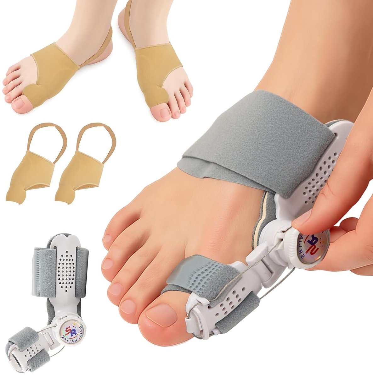 Corrigerende Set voor Hallux Valgus, Verstelbare Rail en 2 Correctiekousen voor Mannen en Vrouwen, Ideaal voor Voetgezondheid en Comfort