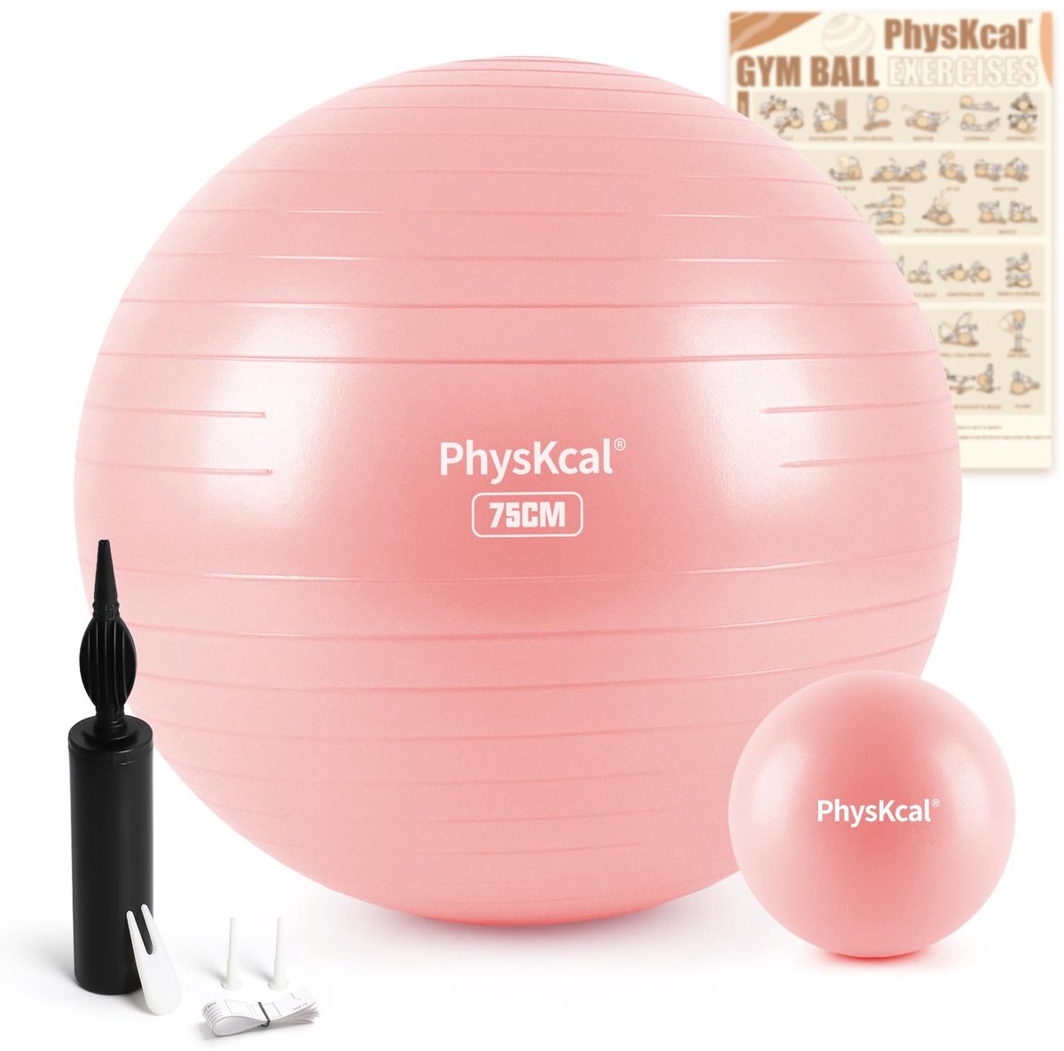 SnelShoppen - Ergonomische 75 cm Roze Gymnastiekbalset voor Kantoor - Zitbal, Balansbal, Fitnessbal, Zitcomfort, Ergonomie, Beweeglijkheid - Ideaal vo