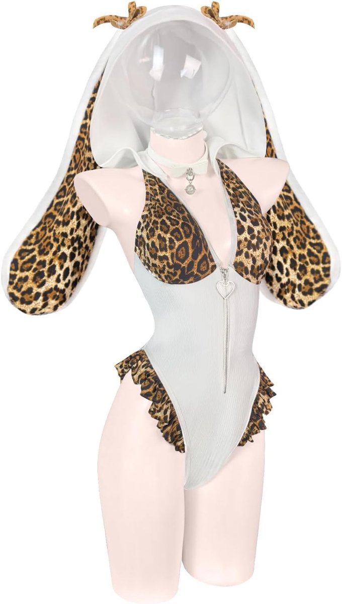 Sexy Leopard Dierenprint Dames Lingerie Bodysuit en Bikini voor Anime Kostuums en Feestjes