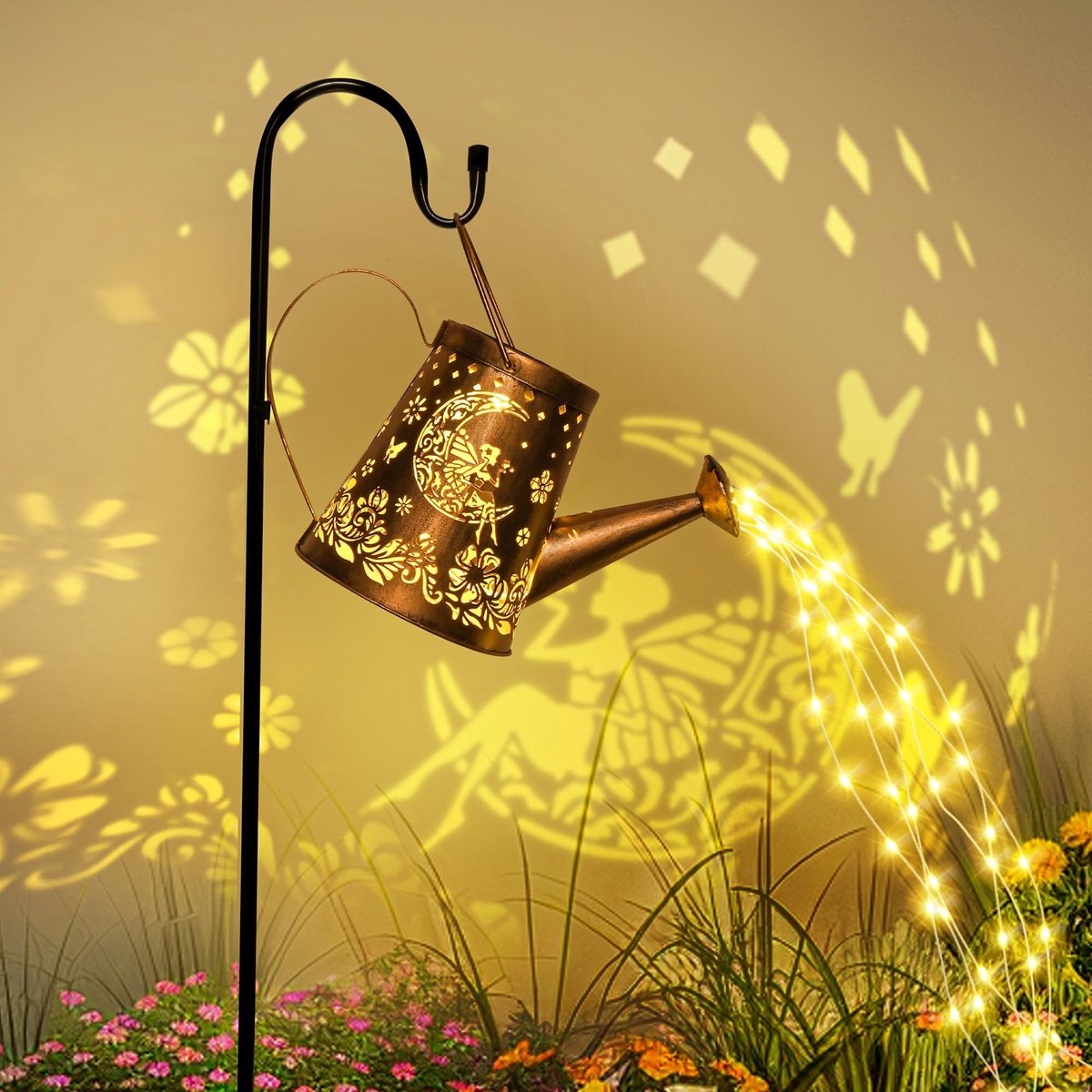 Omgoods - Solar Watering Can met Verlichting voor Tuin Decoratie