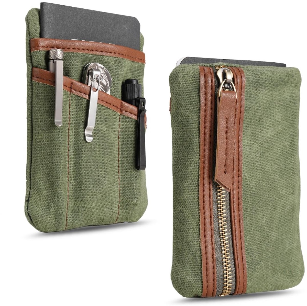 Omgoods - Compacte Pouch Bag - Organiser van Waxed Canvas voor Dagelijks Gebruik