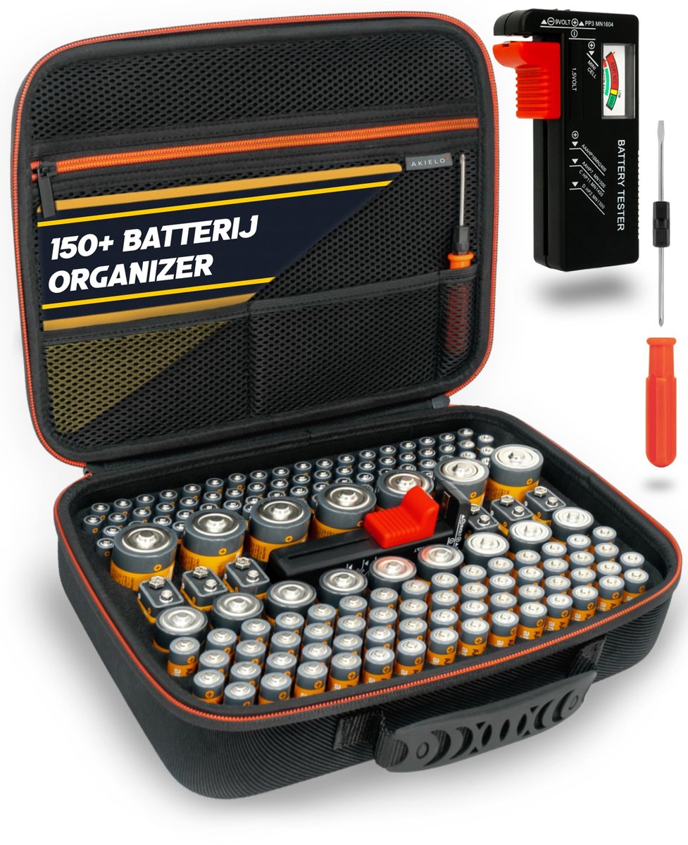 Omgoods - Batterij Opbergkoffer met Tester en Schroevendraaier