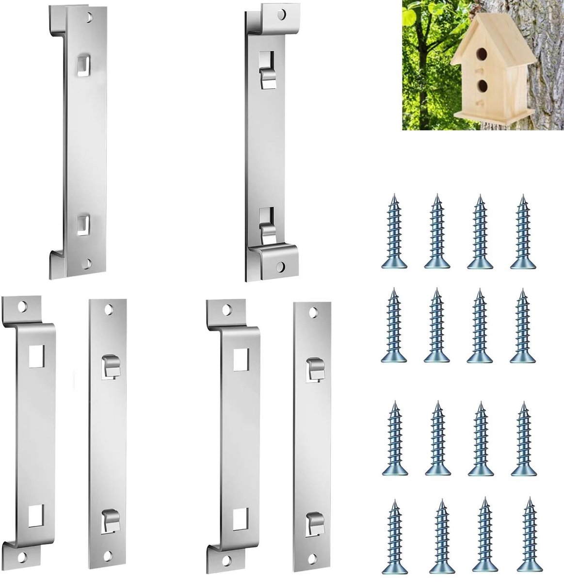 Omgoods - Set van 3 Vogelhuis Hangers van Gegalvaniseerd Staal