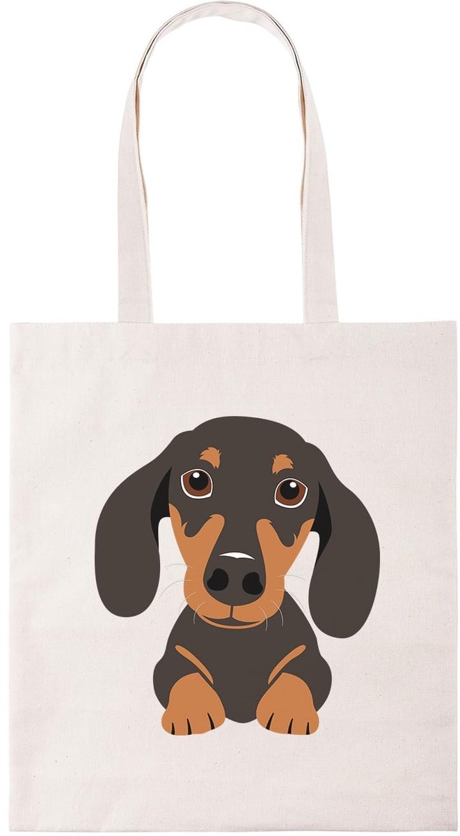 Omgoods - Sausage Dog Tote Bag, Herbruikbare Tas met Schattig Ontwerp