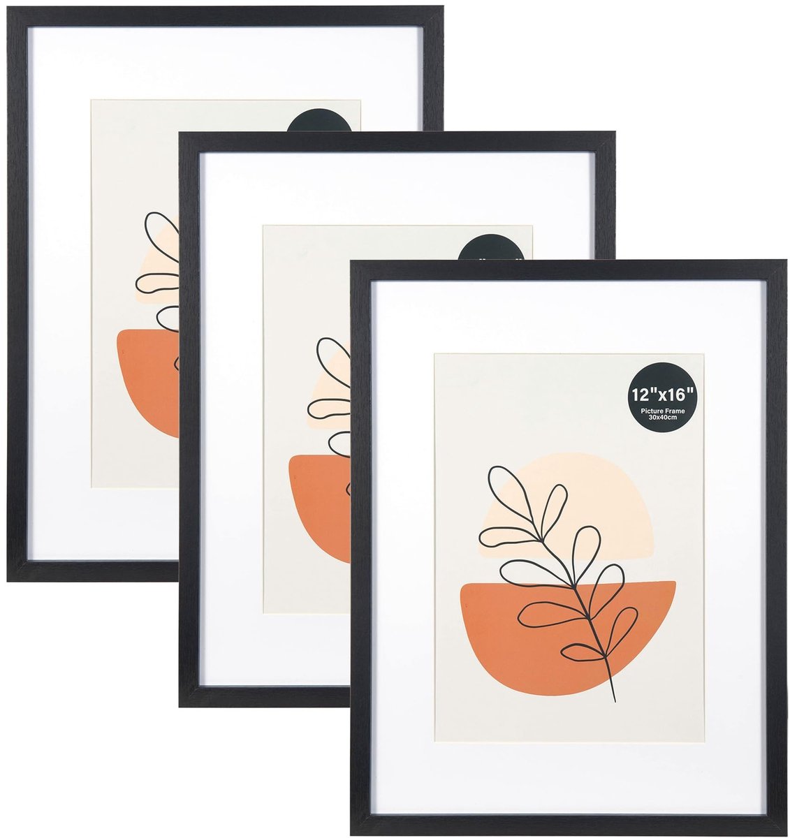 Omgoods - Set van 3 Zwarte Fotolijsten 30 x 40 cm met Acrylaatglas
