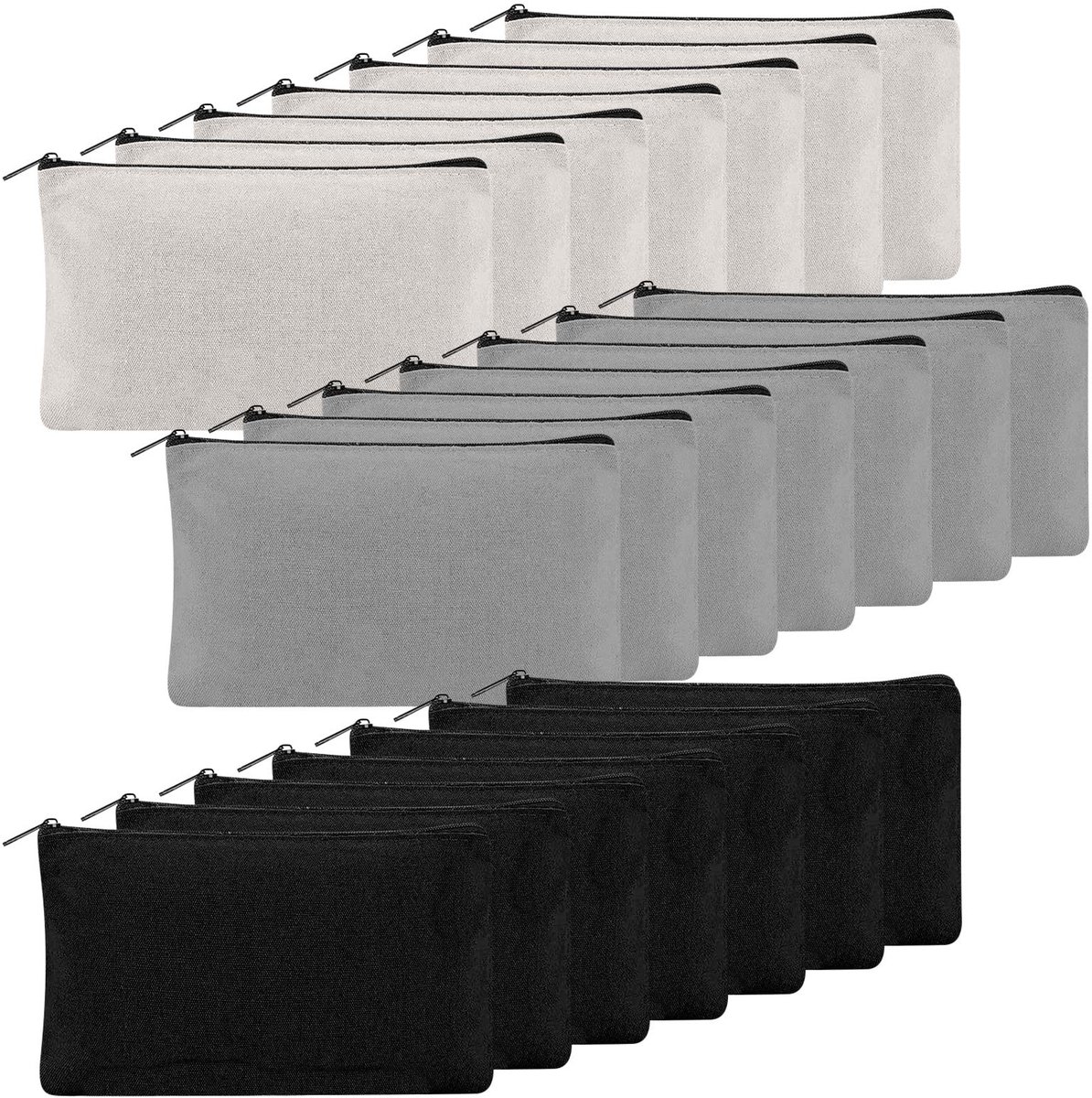 Omgoods- Stoffen Zakjes 21 Stuks - DIY Blanco Pennenetui - Toilettas met Ritssluiting - Make-uptas - Documententas - Katoen/Polyester - Pennenzak