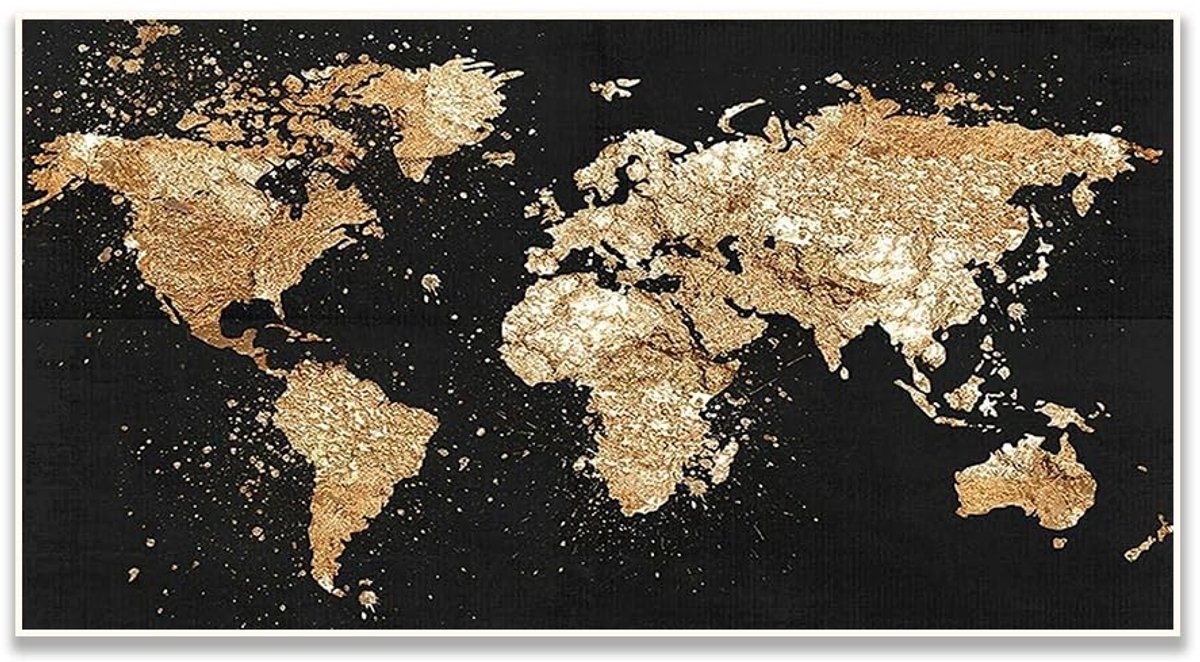 Omgoods - DIY Diamant Schilderen Wereldkaart 85 x 45 cm