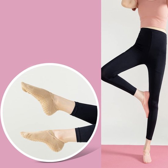 Omgoods- Yoga Sokken Antislip - 2 Paar - Geschikt voor Yoga/Dans/Fitness - Katoen - Eén Maat - Donkergrijs van Omgoods — afbeelding 3