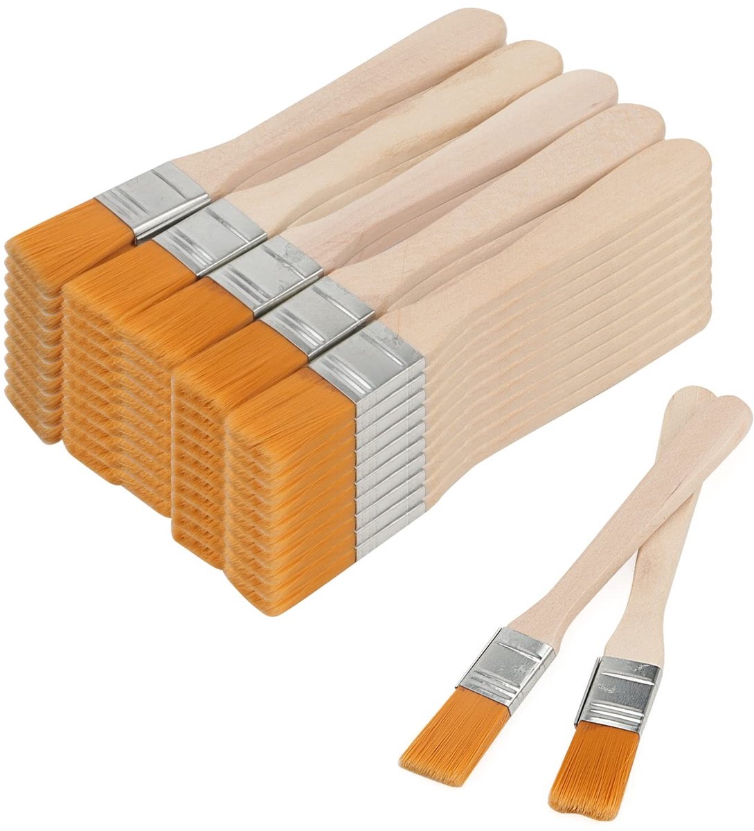 Omgoods - Set van 50 Houten Verfkwasten van 15mm voor Kunstenaars en DIY-projecten