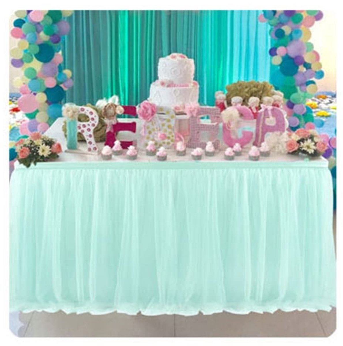 Omgoods - Tulle Tafelskirt voor Feestdecoratie 183x77 cm - Mint Groen
