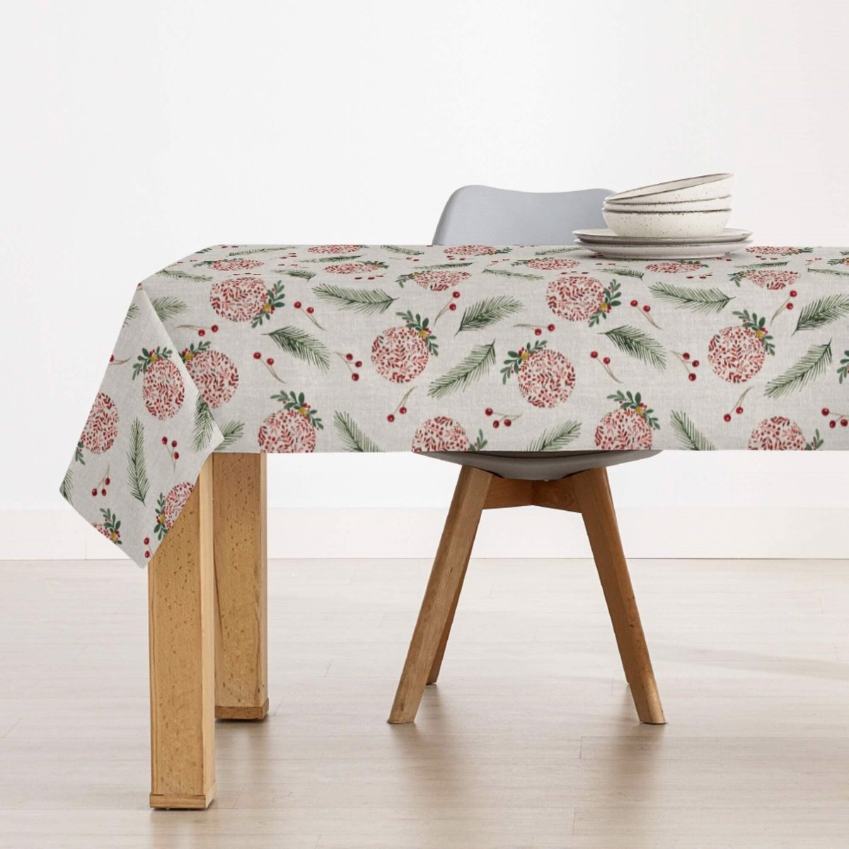 Omgoods - Kersttafelkleed 250 x 140 cm van 100% Katoen, Vlekbestendig en Waterdicht