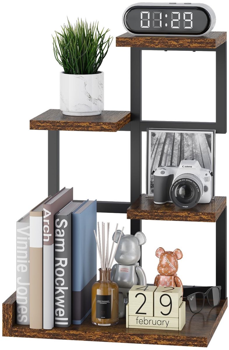 Omgoods - 4-Lagen Houten Bureauplank met Metaalframe