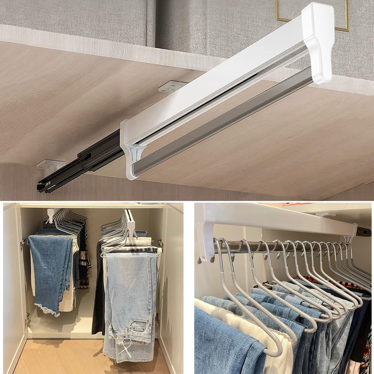 Omgoods - Uittrekbare Kledingrail voor Kledinghangers, Wit