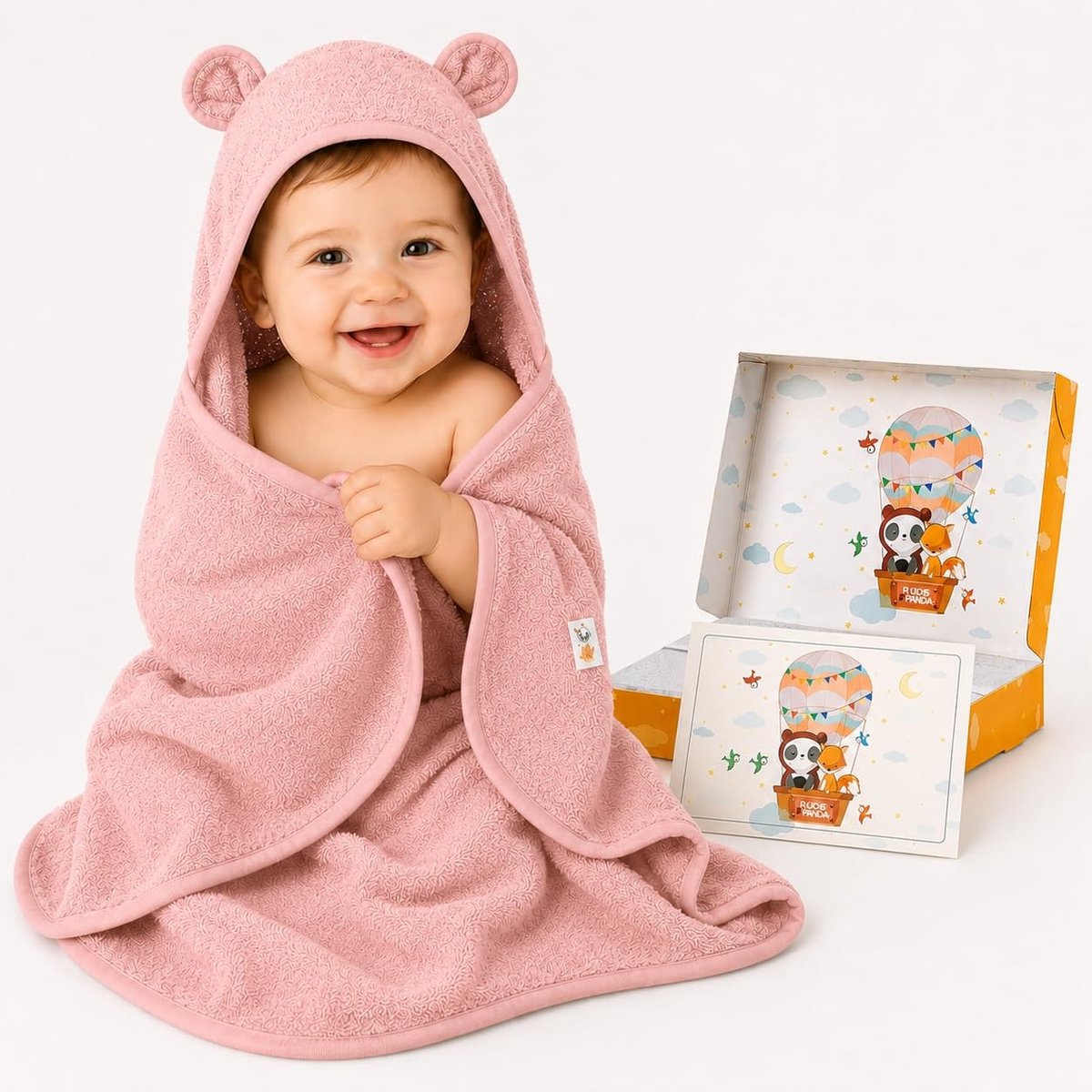 Omgoods - Baby Badcape met Capuchon 75x75 cm - Extra Dik Bamboe Wol