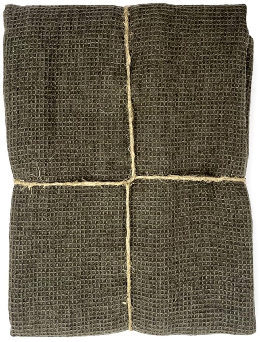 Omgoods - Fijn Wafel Piqué Badhanddoek 70x100 cm - Stonewashed Linnen Mix