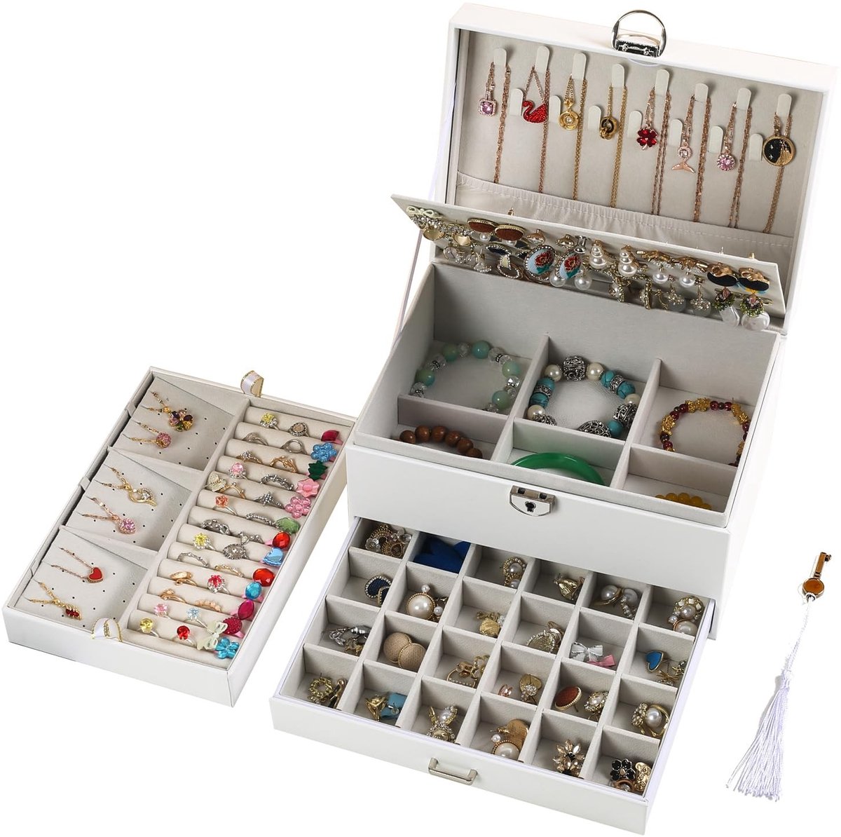 Omgoods - Sieraden Doos met Slot, 5 Laags Organizer voor Dames