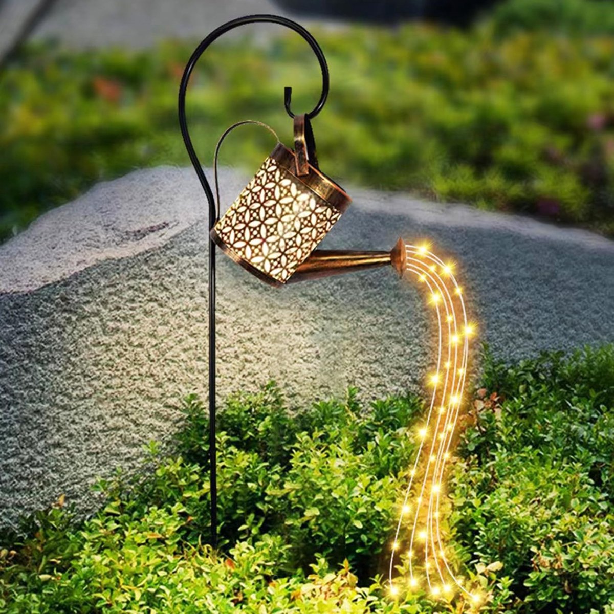 Omgoods - Zonne-energie Waterkan met Verlichting voor Tuin Decoratie