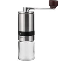 Handmatige koffiemolen – draagbare koffiebonenmaler – demonteerbaar – ABS, keramiek, glas, roestvrij staal – bruin – voor reizen en kamperen.