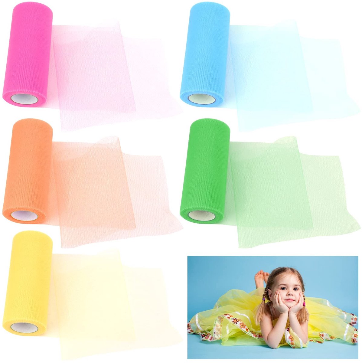 Omgoods - Set van 5 Kleurrijke Organza Rollen voor Knutselen