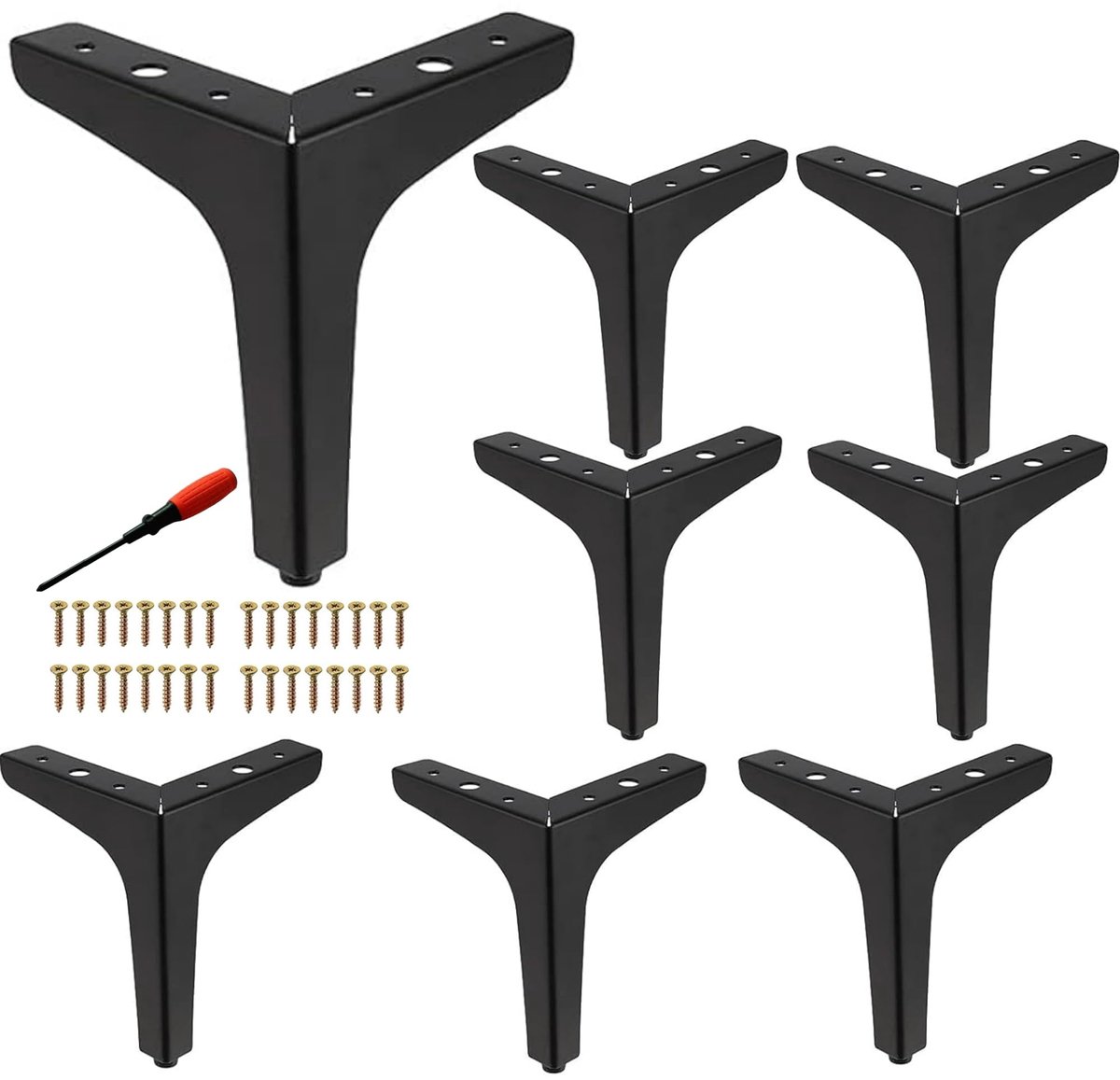 Omgoods - Set van 8 Zwarte Metalen Meubelpoten 15cm