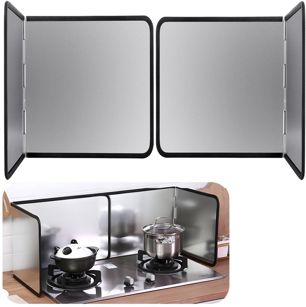 Omgoods - Vouwbare Keuken Spatscherm Set van 2, RVS