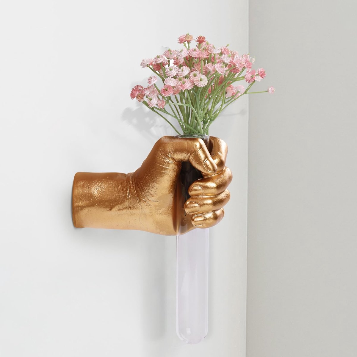 Omgoods - Handgemaakte Wandsculptuur met Testbuisvaas voor Unieke Decoratie