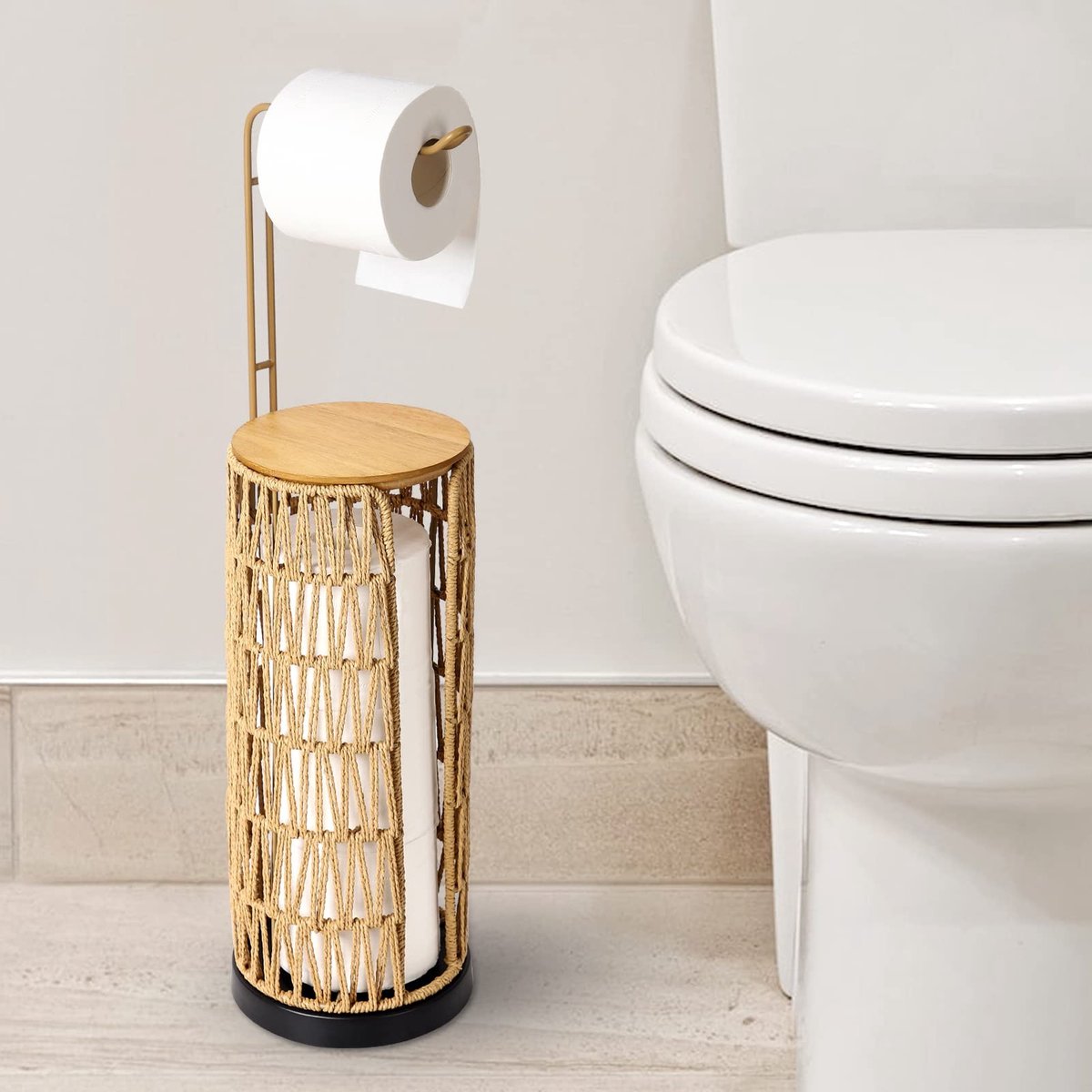 Omgoods - Vrijstaande Toiletpapier Houder met Opbergruimte