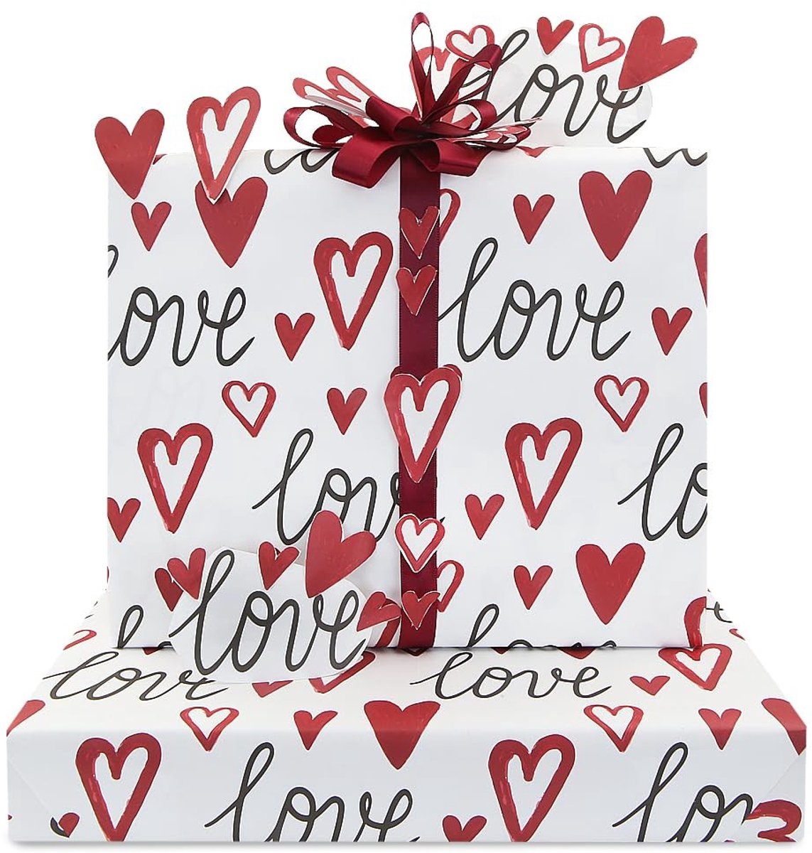 Omgoods- Inpakpapier Rood Hart - Bruiloft/Cadeaupapier - Valentijnsdag - Verjaardag - 4 Vellen 50x70 cm - Luxe Ontwerp