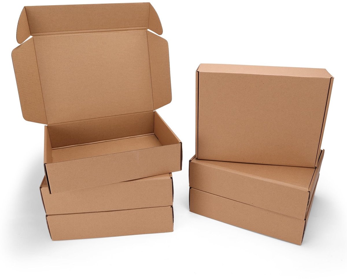 Omgoods- Verzenddozen 6 stuks - Kartonnen Dozen - Vouwkarton - Geschenkdozen - Opbergdozen - 304 x 228 x 76 mm - Verpakkingsdozen