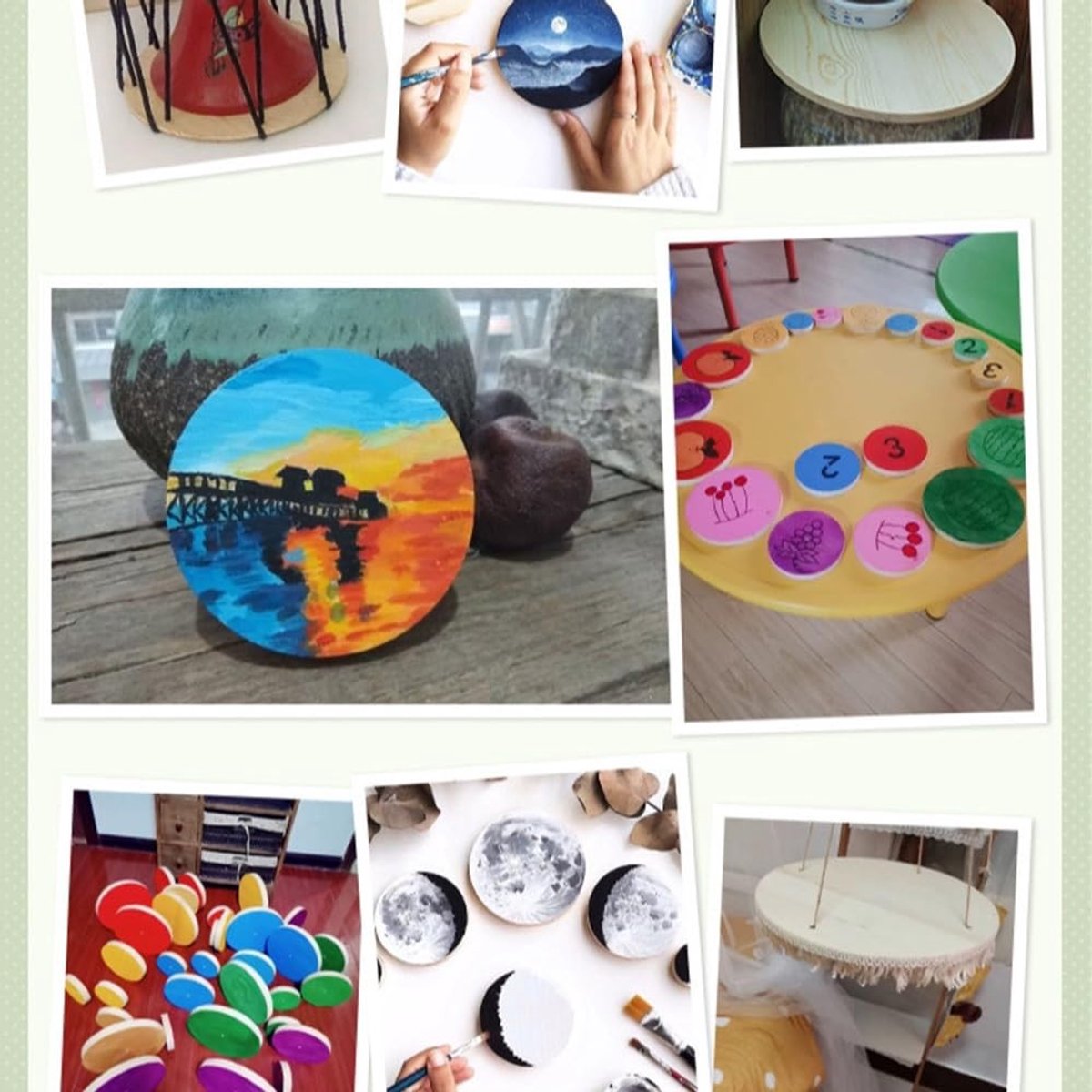Omgoods - Houten Onderzetters Set van 10 - Ronde Schijfjes voor DIY en Decoratie