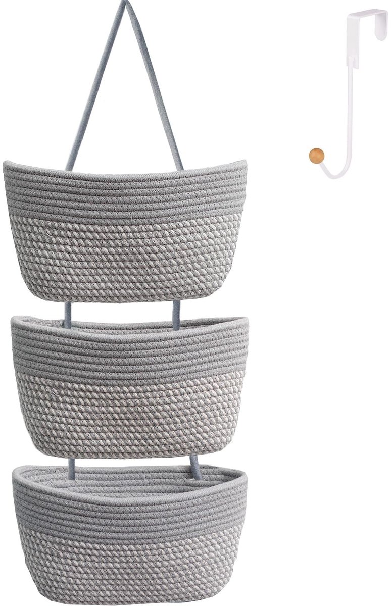 Omgoods - Hangende Opbergmand van Woven Katoen met Haak