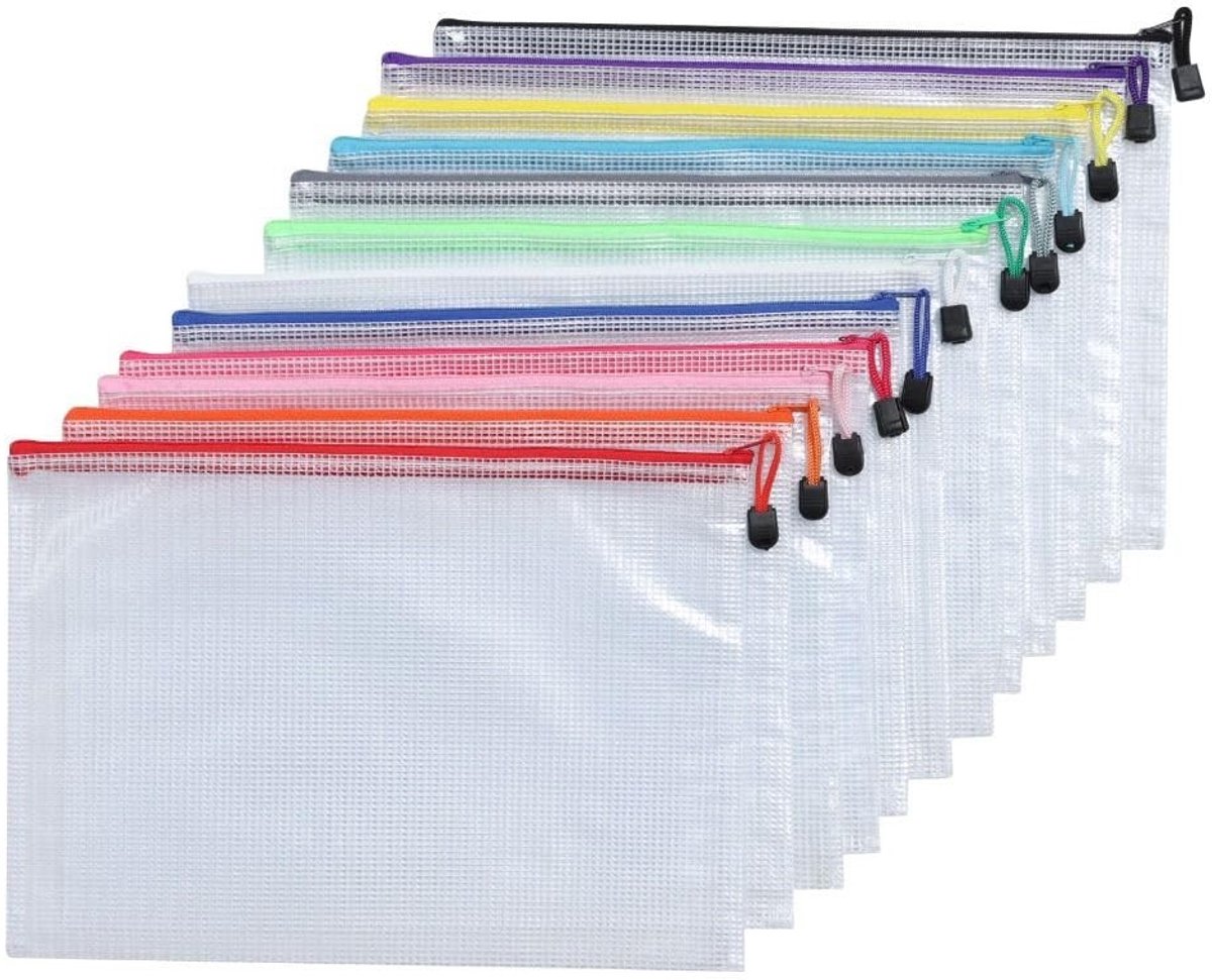 Omgoods - Set van 12 A4 Waterdichte Zipper Tassen
