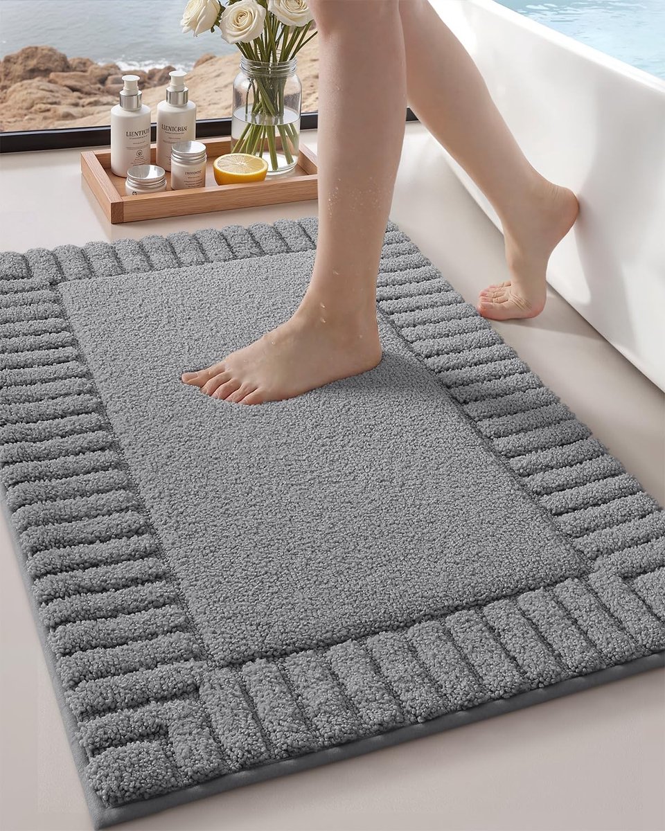 Omgoods - Wasbare Badmat, 60x90cm, Donkergrijs en Antislip