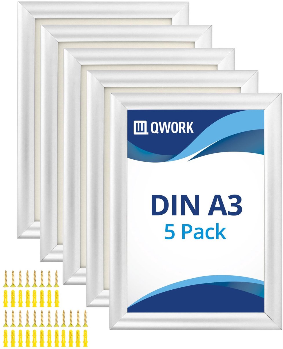 Omgoods - Set van 5 A3 Aluminium Fotolijsten met Vooropening