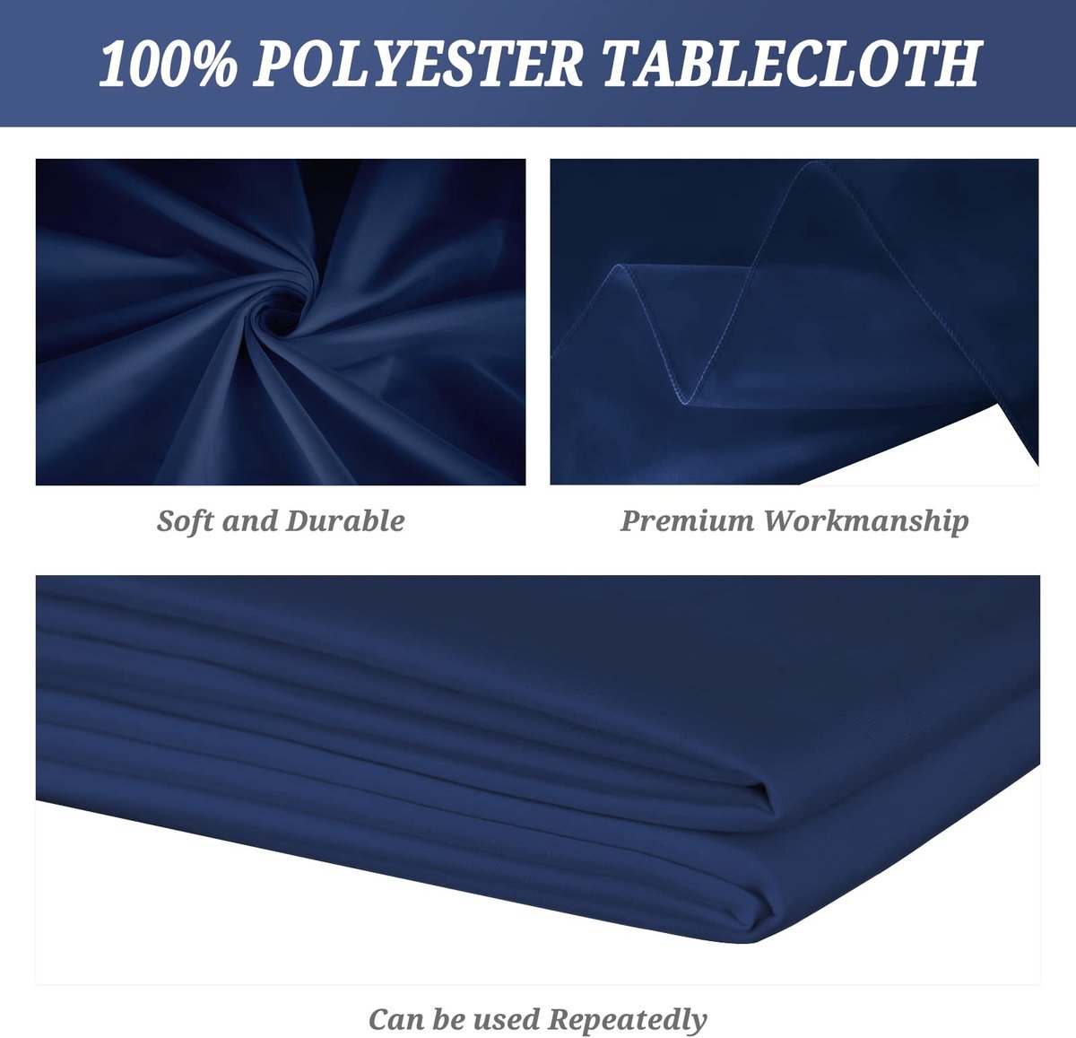 Omgoods - Set van 6 Donkerblauwe Tafelkleed 60 x 102 Inch voor Feesten