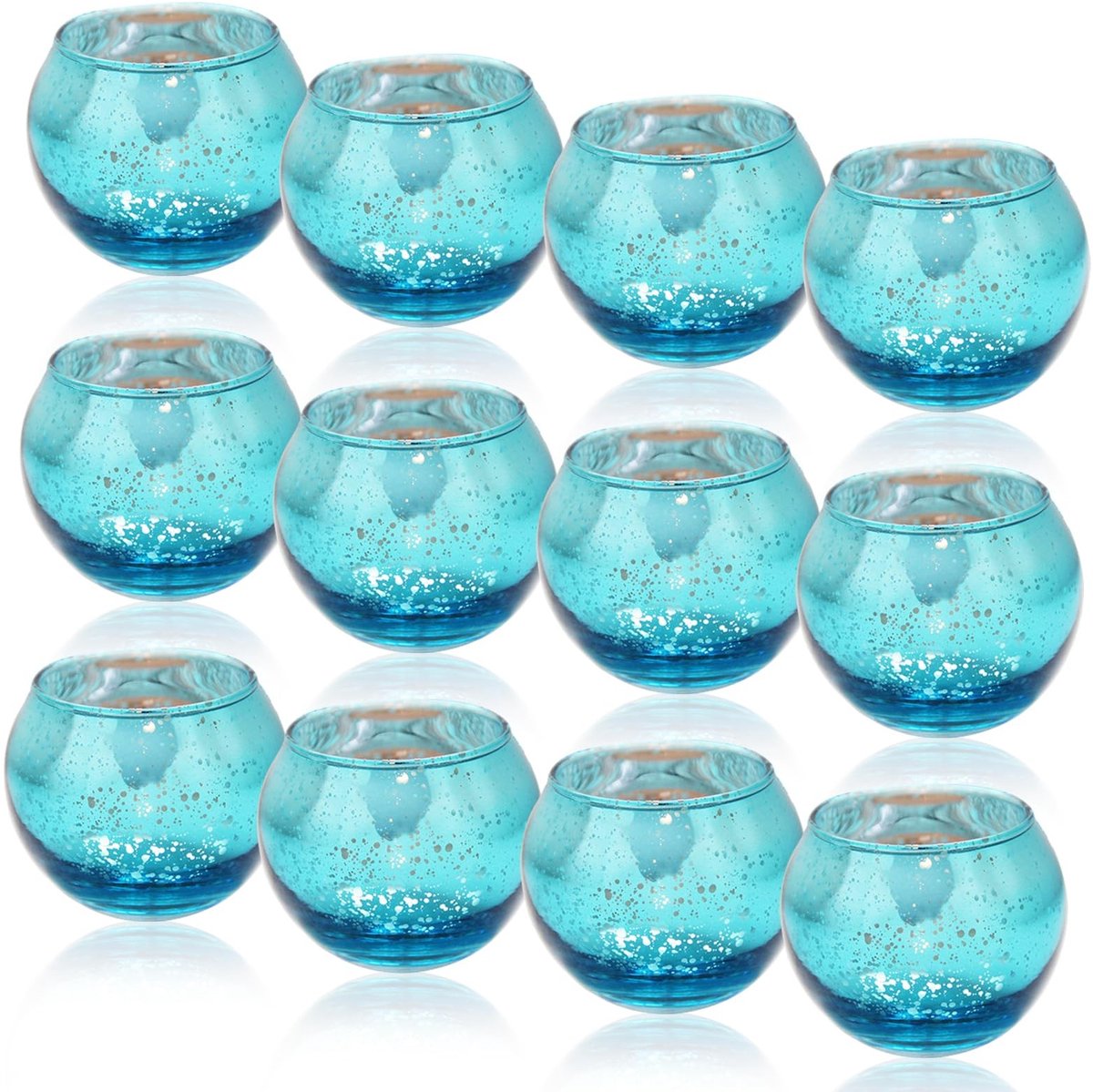 Omgoods - Set van 12 Glazen Kaarsenhouders voor Tafeldecoratie