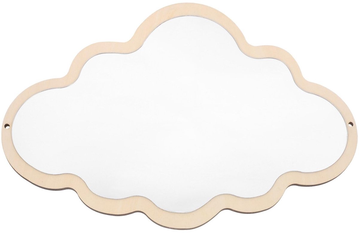 Omgoods - Wooden Mirror - Kinderspiegel met Wolken Design