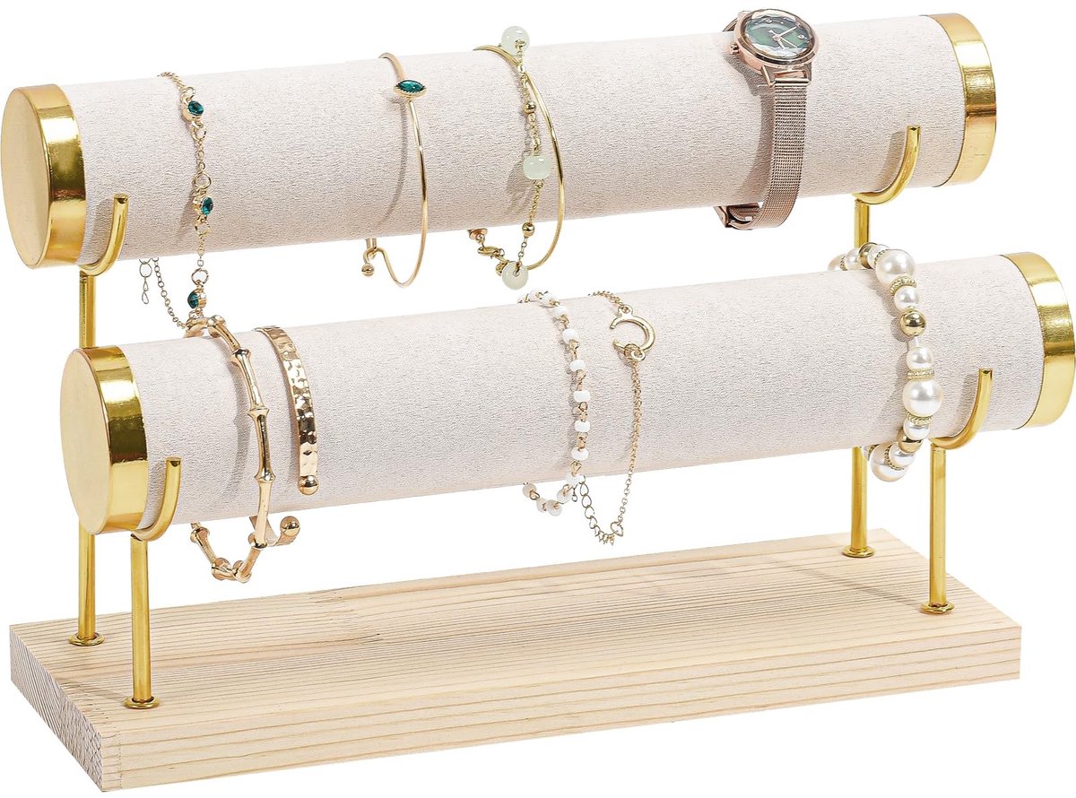 Omgoods - T-vormige Sieradenhouder met Houten Basis