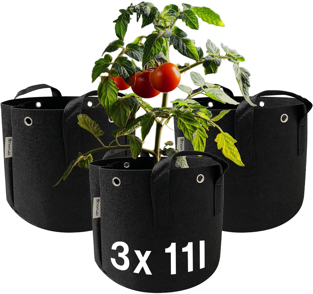 Omgoods - Set van 3 Herbruikbare Plantentassen 11L met Handvatten