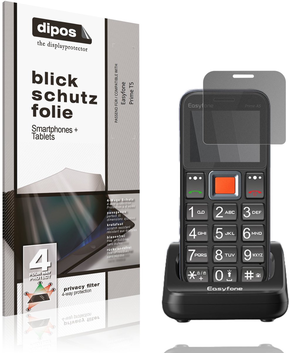 dipos – Matte Privacy Screenprotector geschikt voor Easyfone Prime T5 | Anti-Spy Beschermfolie