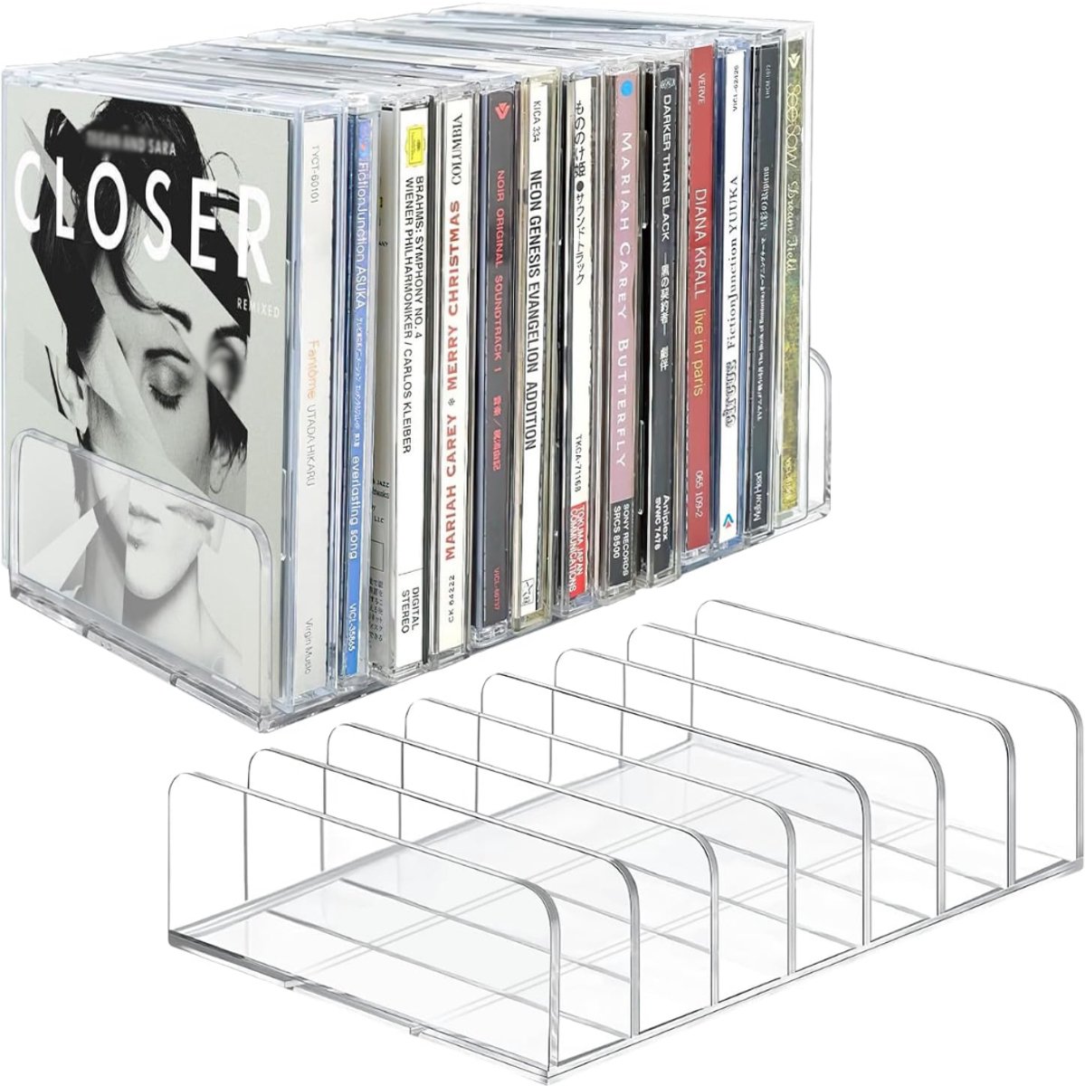 SNJY® CD Rek - CD Kast - CD Opbergsysteem - 12,5D x 17B x 4,3H cm - 2 Stuks - Doorzichtig