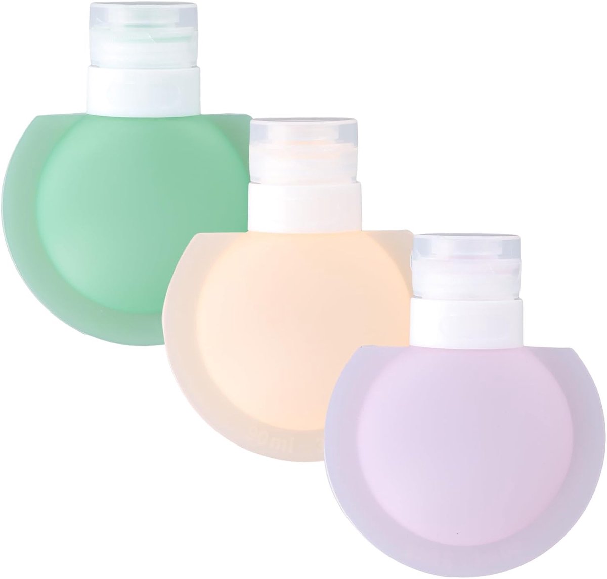 SnelShoppen - Set van 3 Kleine Refillbare Reisflessen 90ml, Silicone Flessen voor Shampoo, Waterdicht, Lege Fles voor Lotion, Cosmetica, Crème (Multik