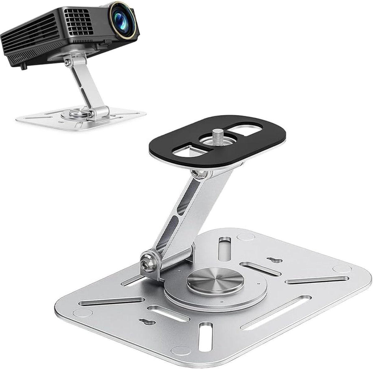 SnelShoppen - Projector Houder, Mini Projector Stand, 360° Draaibare Projector Wandbeugel van Hoogwaardige Carbon Staal, Tot 3 kg Belastbaar voor Desk