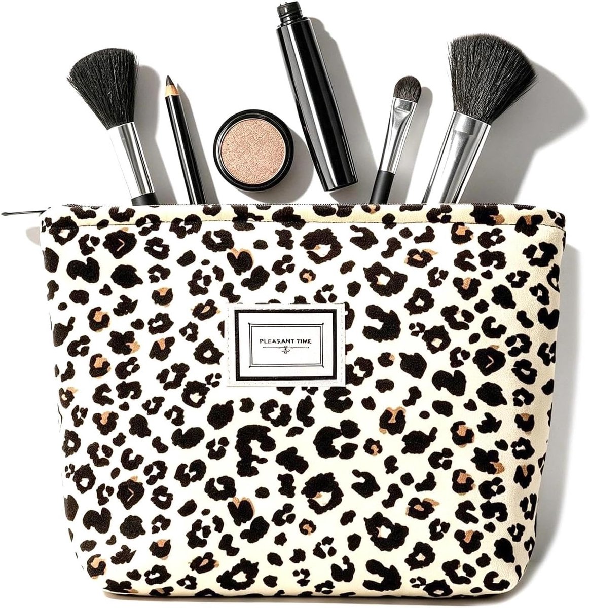 Makeup Bag Leopard Pattern Small Cosmetic Bag Soft Toiletry Bag Women Small Zipper Cosmetic Key Jewellery Black + - ShopVlot