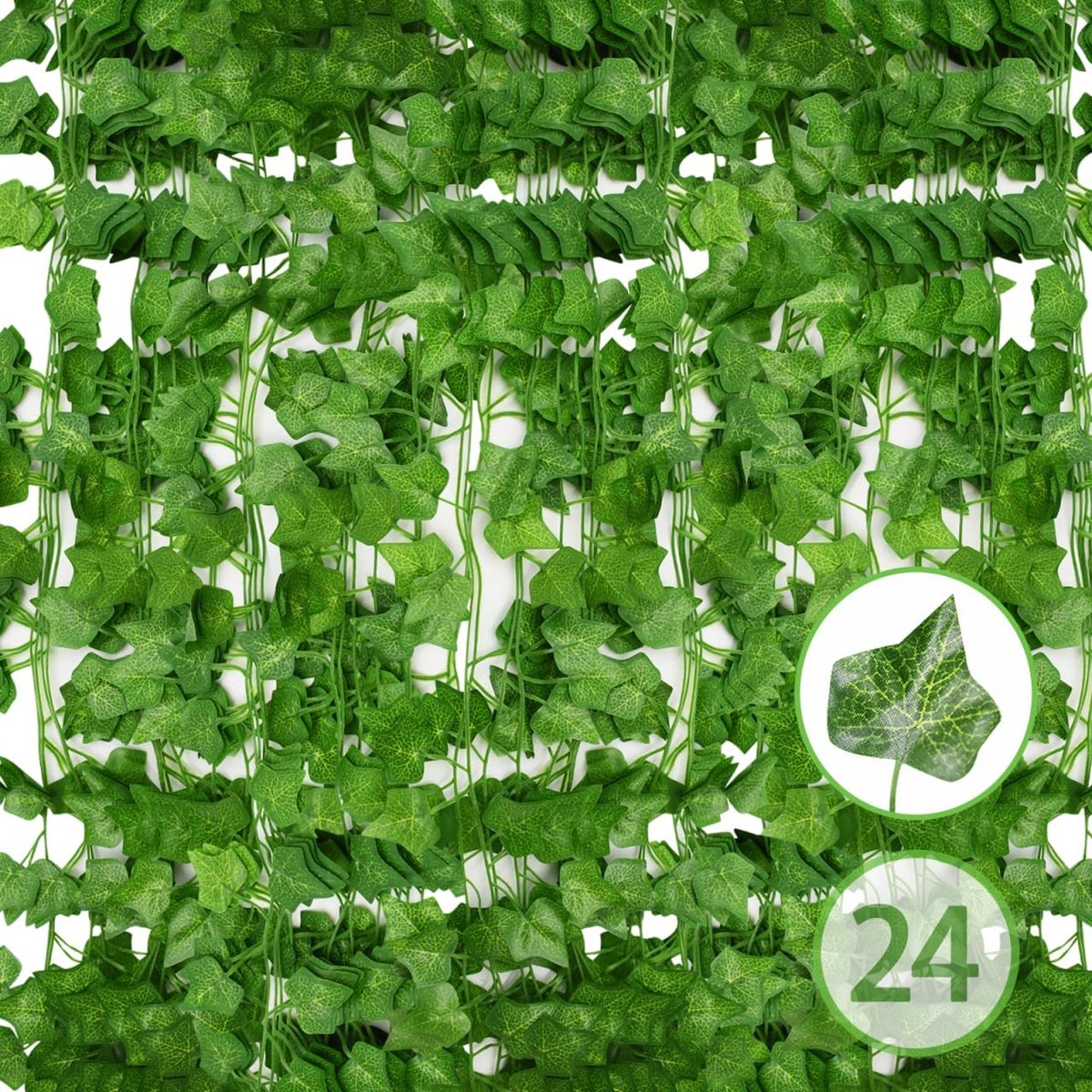Ivy takken 24×2.1m - kunstplant met 4cm bladeren - hoogwaardig materiaal - voor decoratie van evenementen - m-winkel