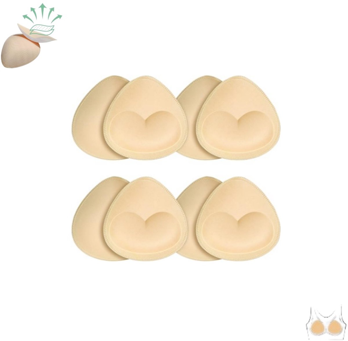 4 paar - Bh-inzetstukken - Push-up bh-inzetstukken - Uitneembare spons bh-pads - Ademende driehoekige cuppads - Gevoerde push-up badpakpads - Herbruikbare bh-pads - Geschikt voor sport-bh's, badkleding en bikini's