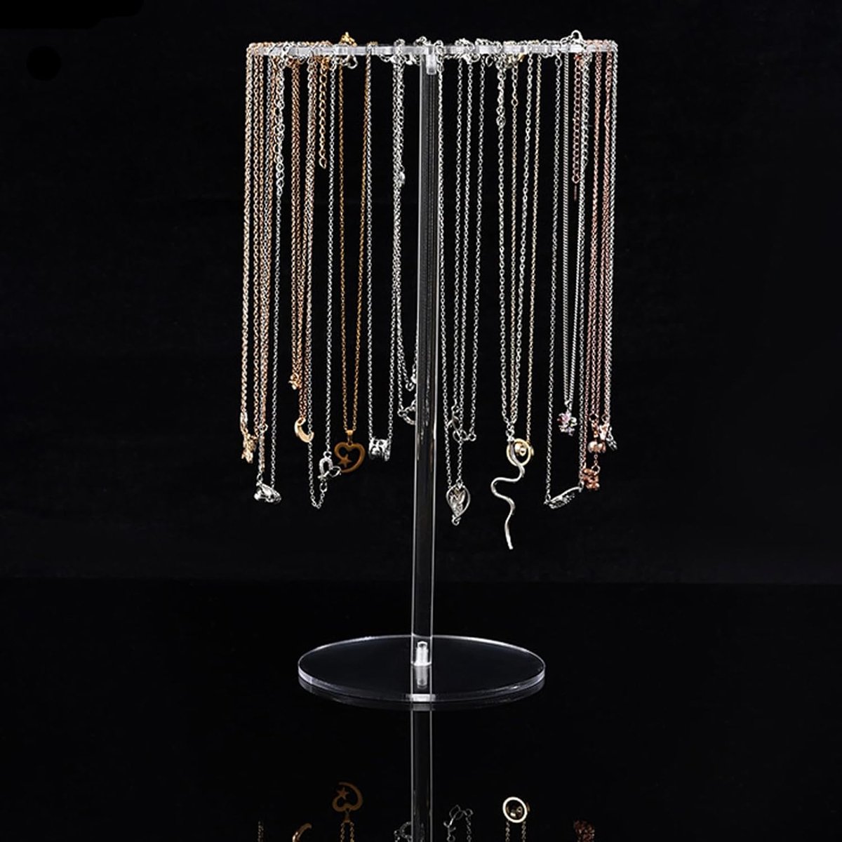 Necklace Display Stand, Acrylic Clear Chain Stand Holder, Hanging Jewelry Organizer for Necklaces Pendant Earrings - ShopVlot