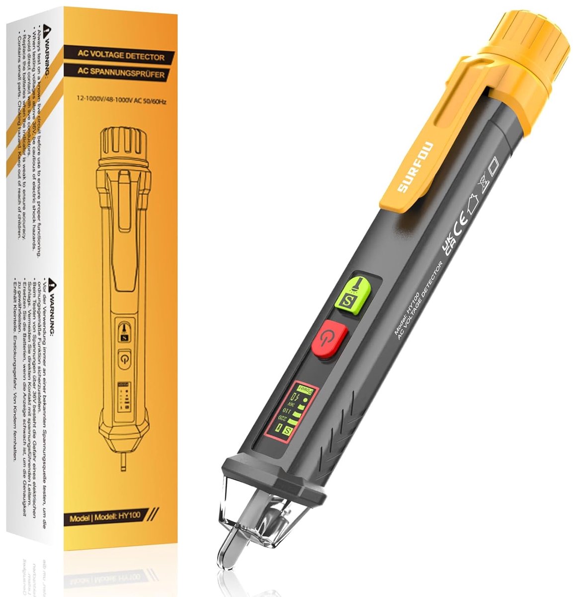 SnelShoppen - Voltage Tester Pen, Non-Contact Spanning Detector met NCV, Dubbele Bereik AC 12V/48V-1000V, LED Licht, Geluidsalarm, Draadbreukzoeker en