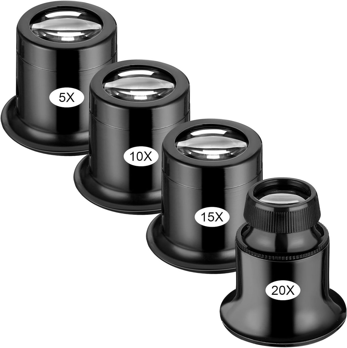 SnelShoppen - Juweliers Loep Vergrootglas 5X/10X/15X/20X - Handige Vergrootglas voor Munten, Diamanten, Postzegels, Horloges, Hobby, Electricien, Naai